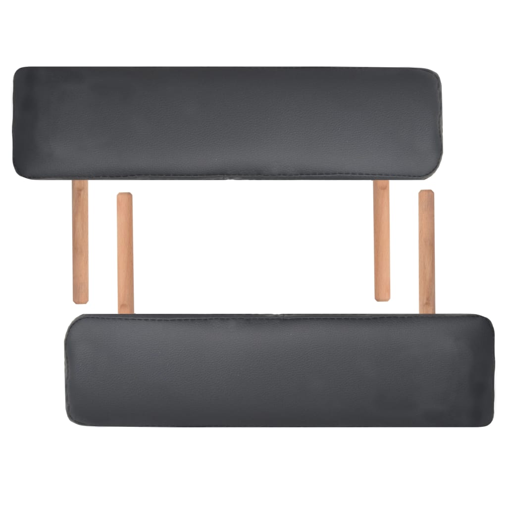 sammenfoldeligt massagebord 3 zoner 10 cm tyk hynde sort