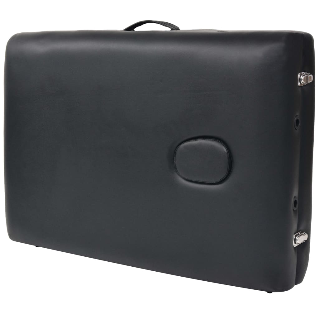 sammenfoldeligt massagebord 3 zoner 10 cm tyk hynde sort