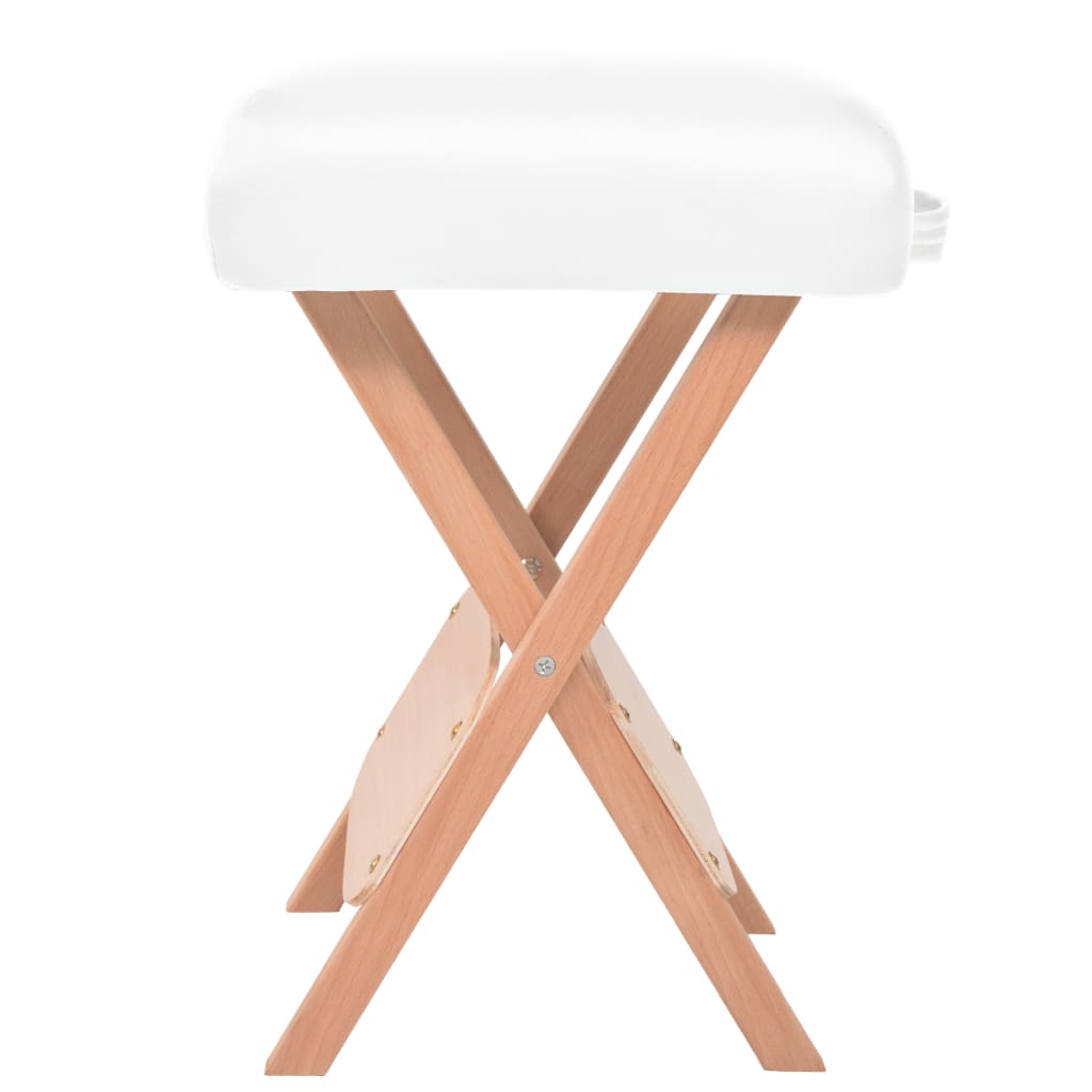 foldbart massagebord med skammel 2 zoner 10 cm tyk hynde hvid