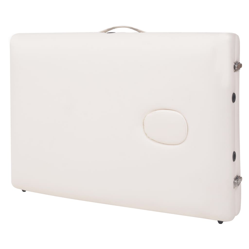 foldbart massagebord med skammel 2 zoner 10 cm tyk hynde hvid