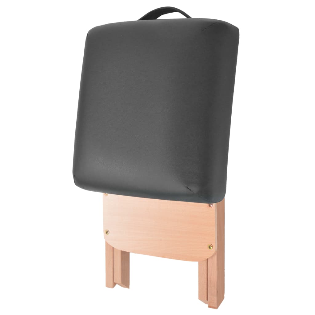 foldbart massagebord med skammel 2 zoner 10 cm tyk hynde sort