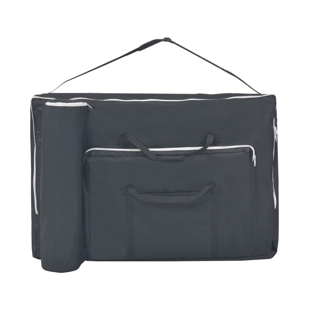 foldbart massagebord med skammel 3 zoner 10 cm tyk sort