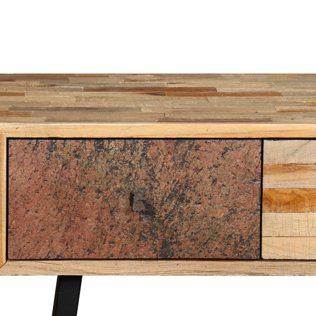 aflastningsbord massivt genbrugsteak 120 x 30 x 76 cm