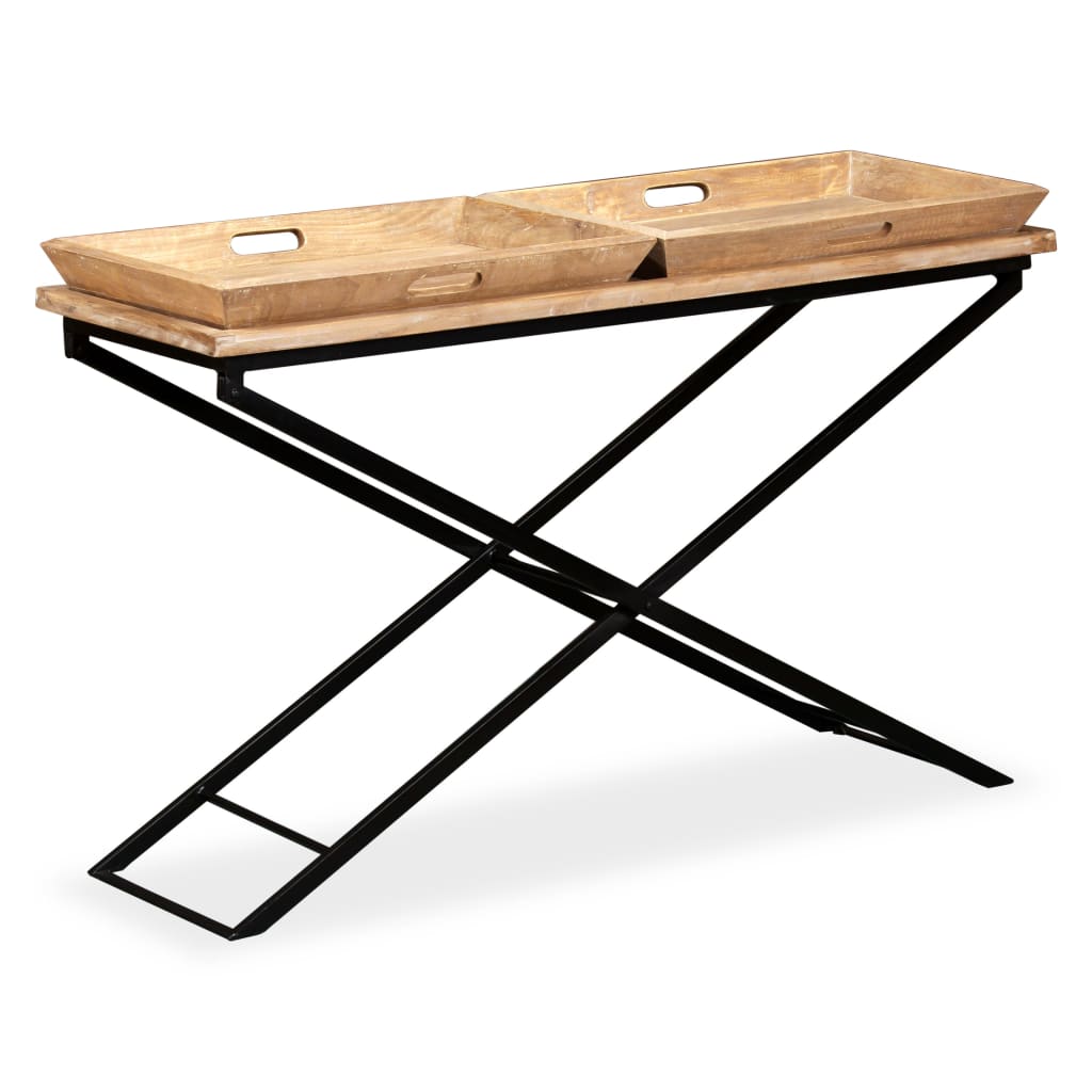 konsolbord solidt mangotræ 130 x 40 x 80 cm