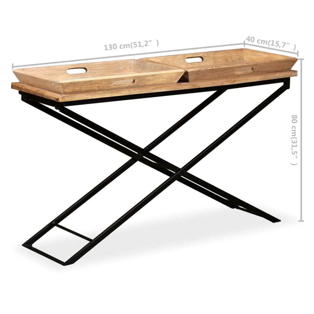 konsolbord solidt mangotræ 130 x 40 x 80 cm
