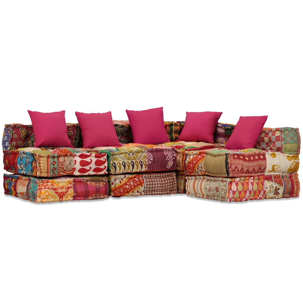 4-personers modulpuf stof patchwork