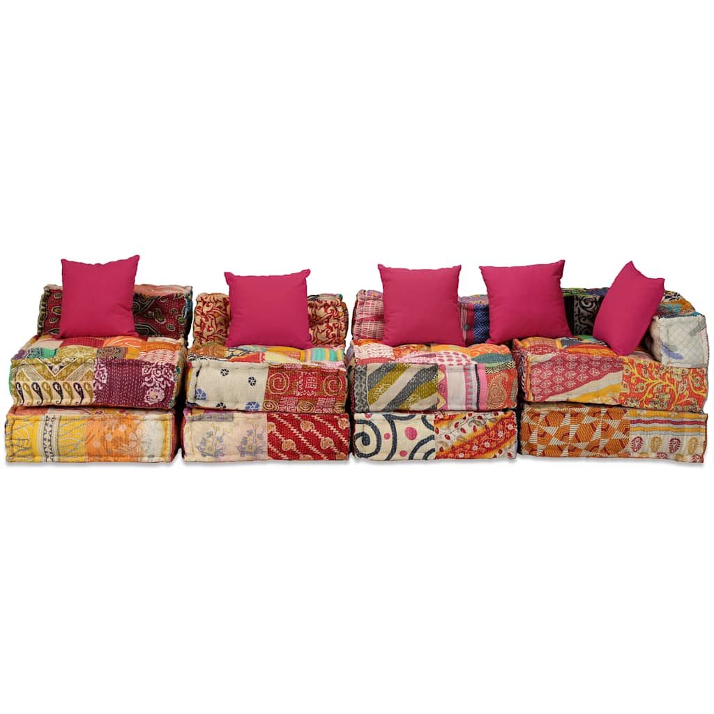 4-personers modulpuf stof patchwork