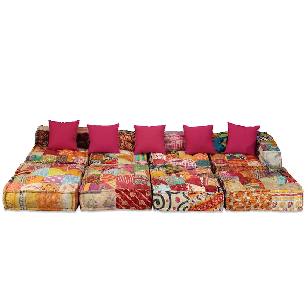4-personers modulpuf stof patchwork