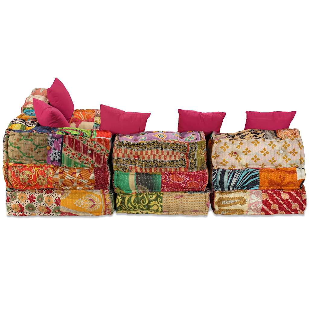 4-personers modulpuf stof patchwork