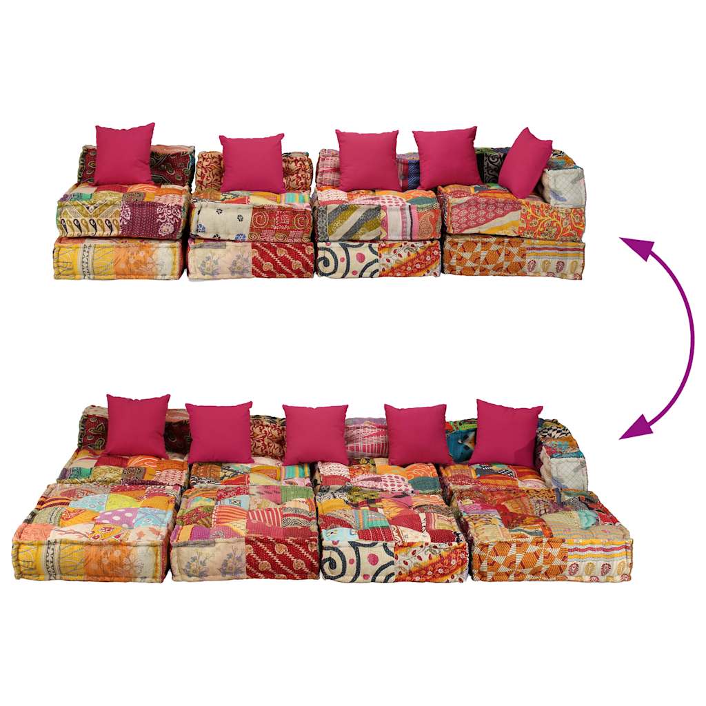 4-personers modulpuf stof patchwork
