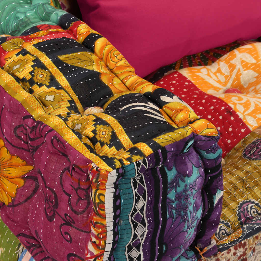4-personers modulpuf stof patchwork