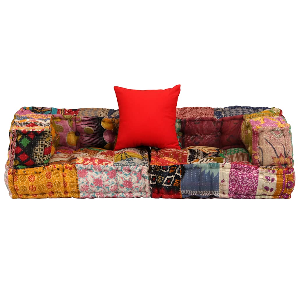 2-personers modulpuf stof patchwork