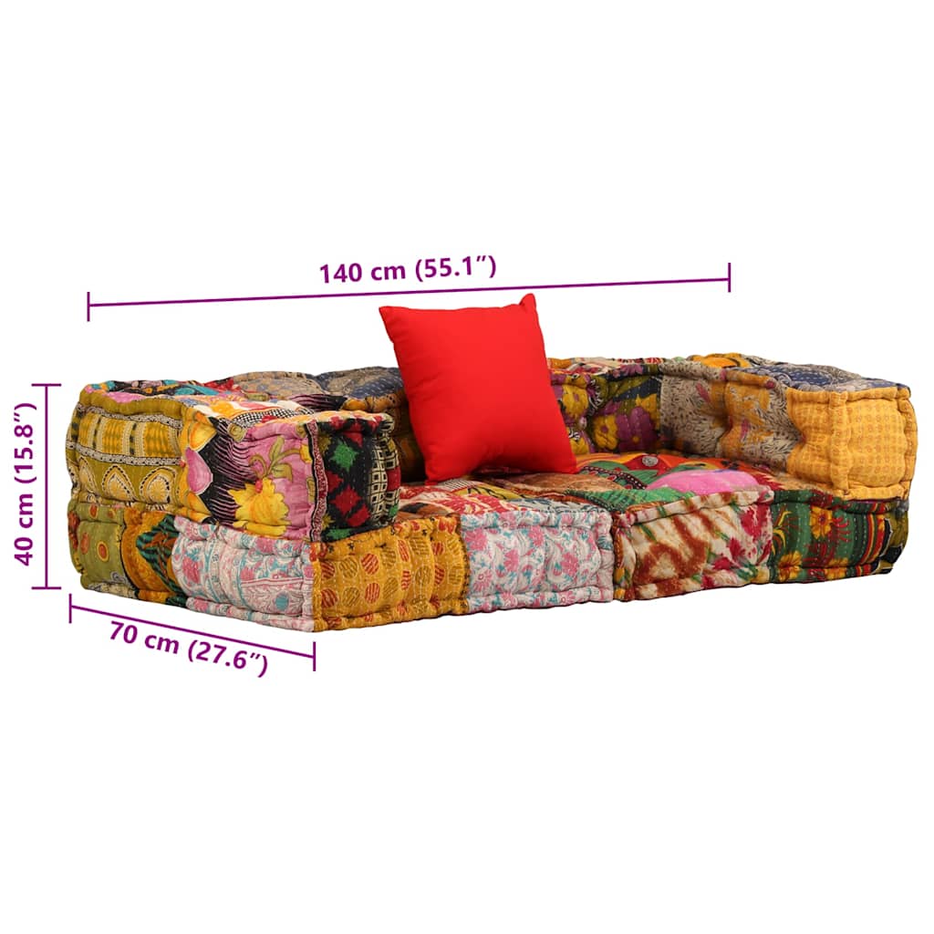 2-personers modulpuf stof patchwork