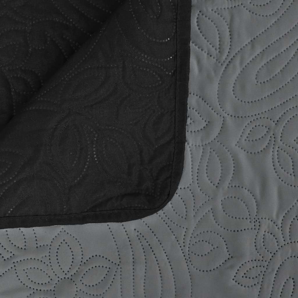 dobbeltsidet quiltet sengetæppe 170 x 210 cm grå og sort