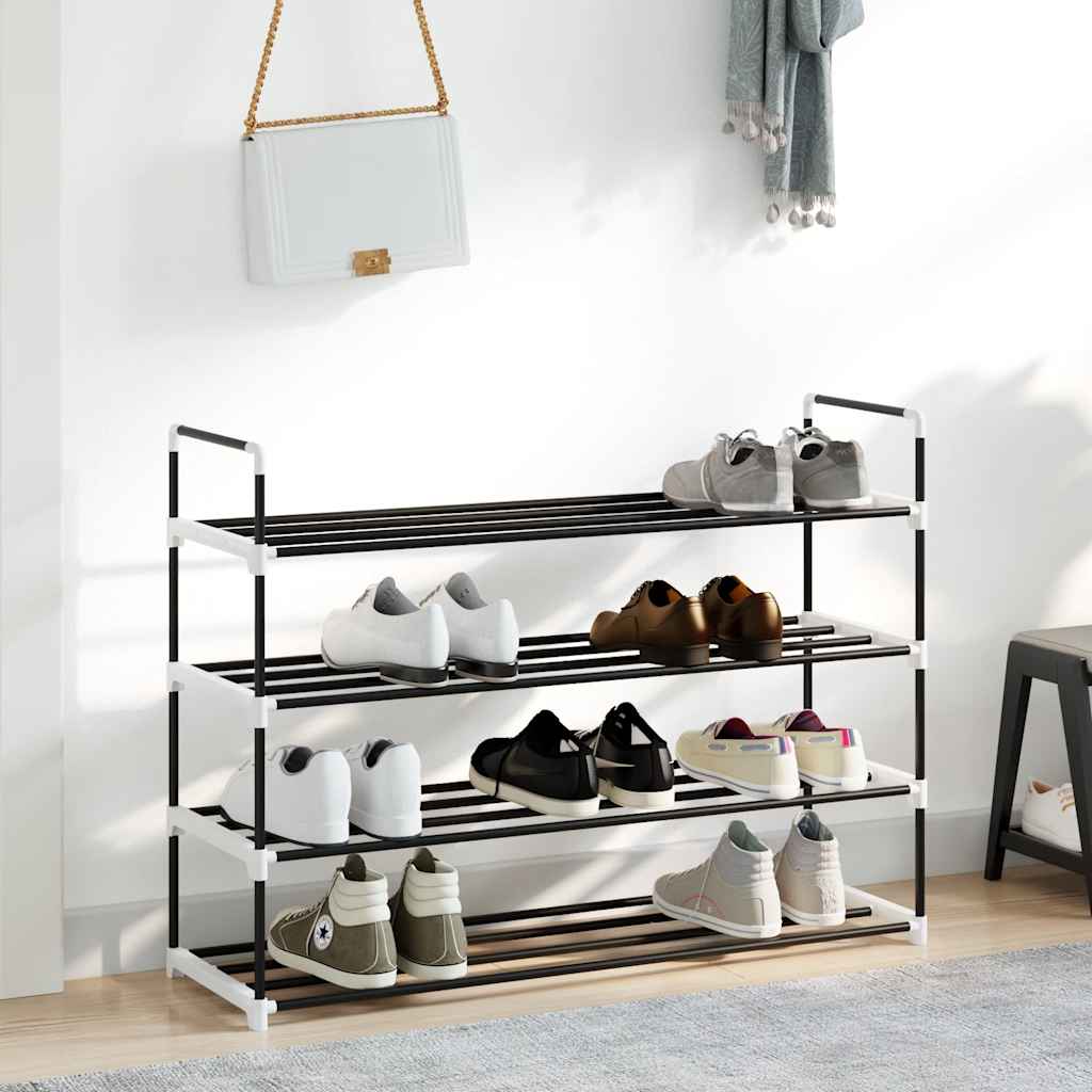 skostativ med 4 hylder metal og plastik sort