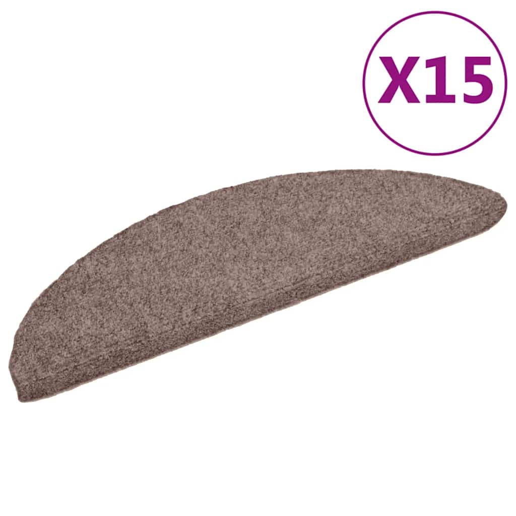 trappemåtter selvklæbende 15 stk. 56x17x3 cm lys brune halvrund