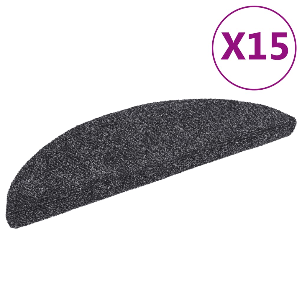trappemåtter selvklæbende 15 stk. 56x17x3 cm mørkegrå halvrunde