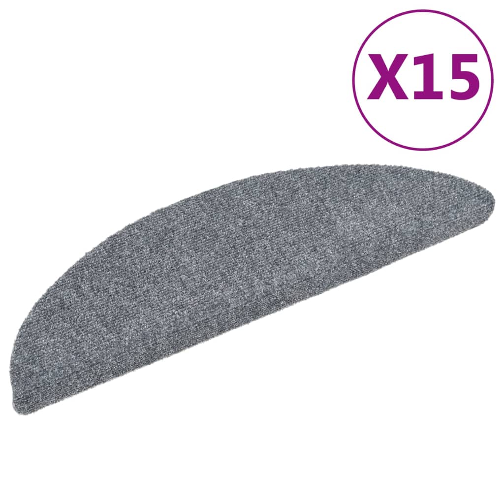 trappemåtter selvklæbende 15 stk. 56x17x3 cm lysegrå halvrunde