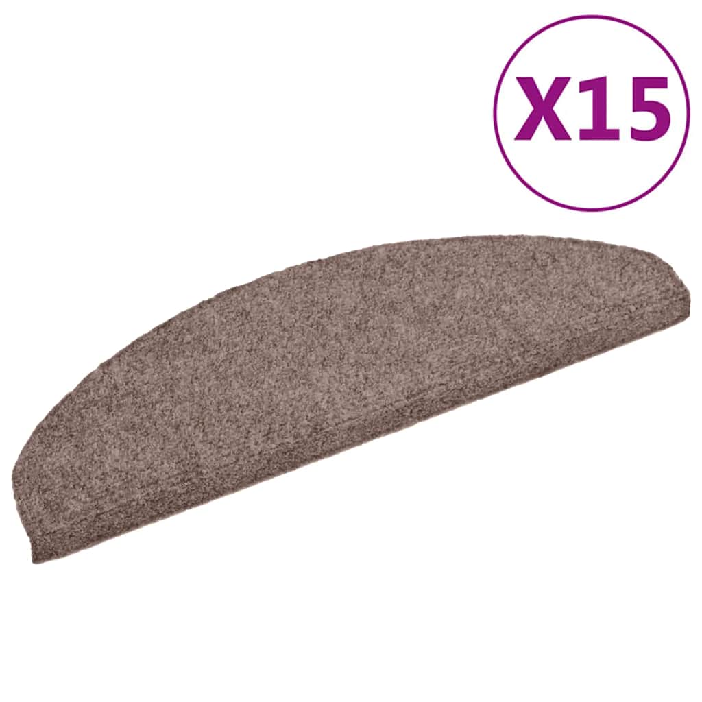 trappemåtter selvklæbende 15 stk. 65x21x4 cm lys brune halvrund store