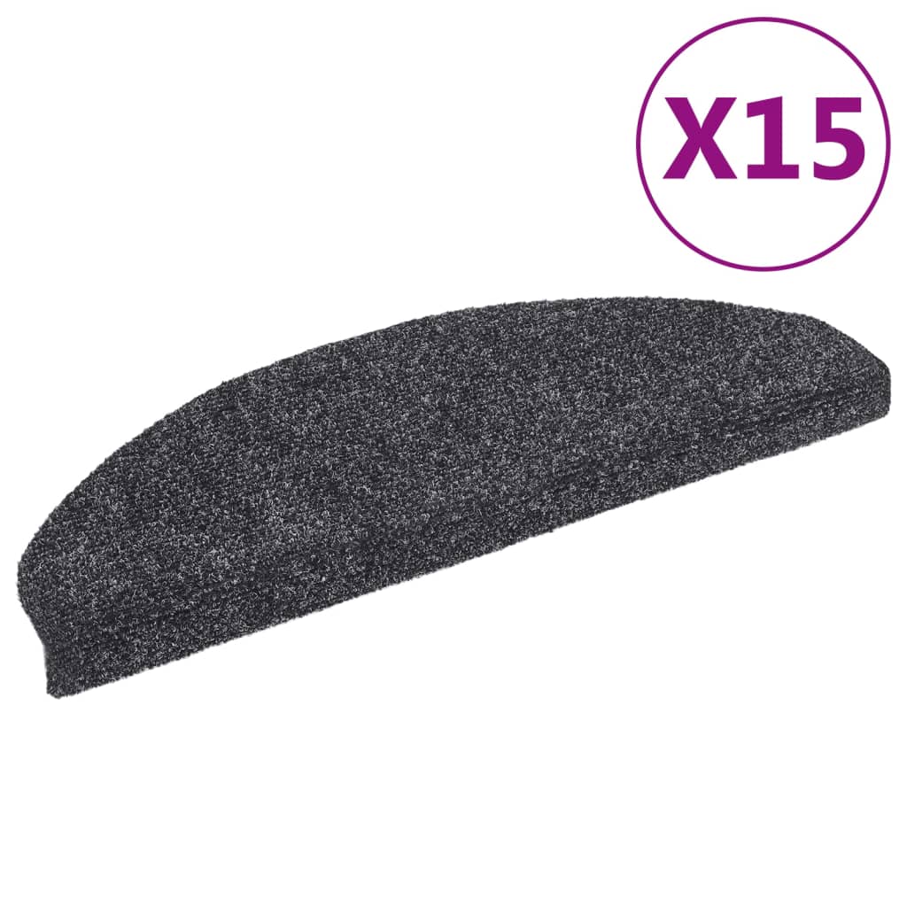 trappemåtter selvklæbende 15 stk. 65x21x4 cm mørkegrå halvrunde store