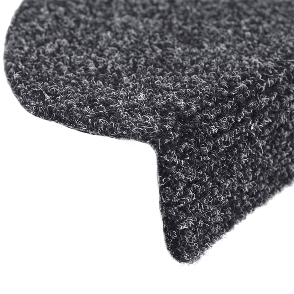 trappemåtter selvklæbende 15 stk. 65x21x4 cm mørkegrå halvrunde store
