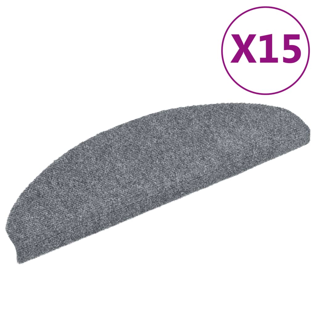 trappemåtter selvklæbende 15 stk. 65x21x4 cm lysegrå halvrunde store