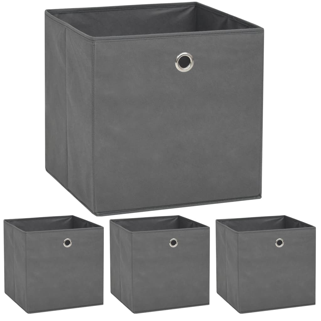 opbevaringskasser 4 stk. 32x32x32 cm ikke-vævet stof grey