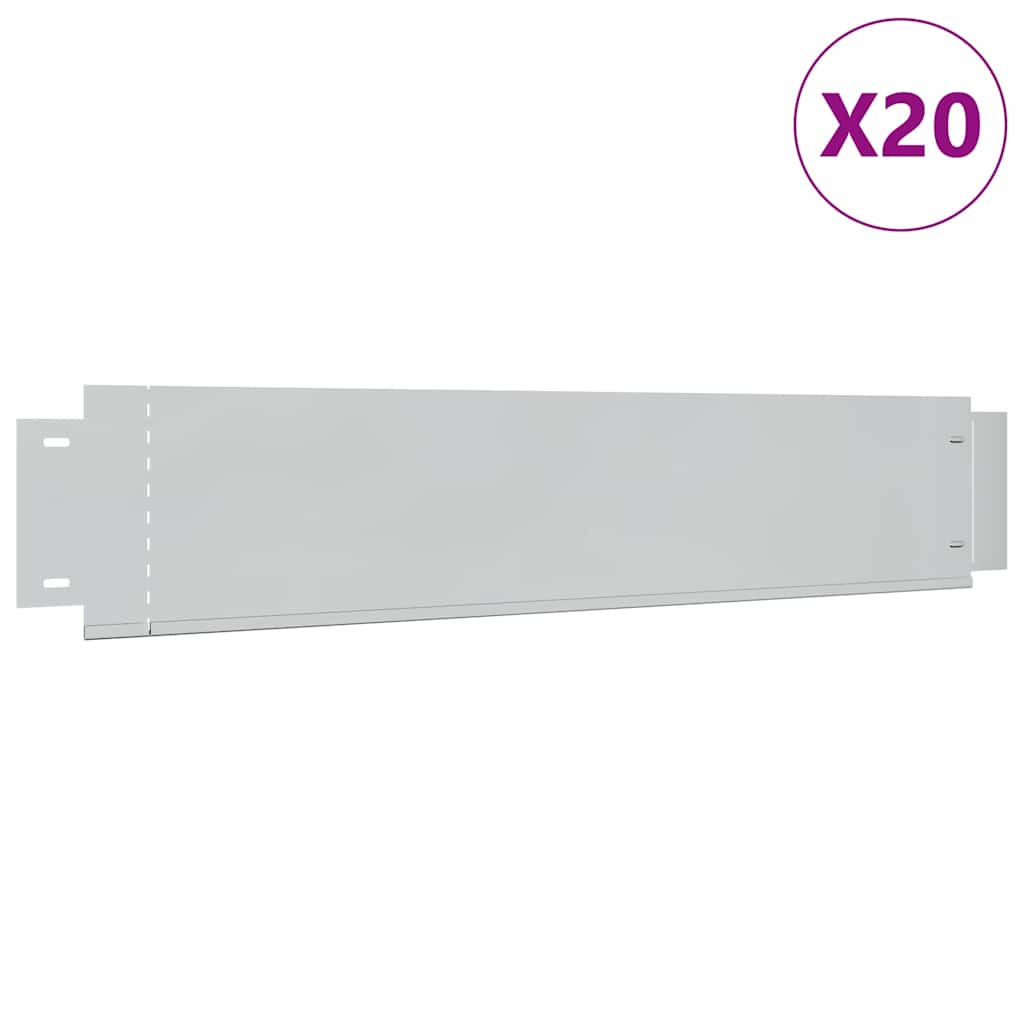 sæt med bedkanter 20 stk. galvaniseret stål 100 x 20 cm