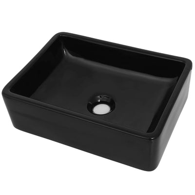 håndvask keramik rektangulær sort 41 x 30 x 12 cm
