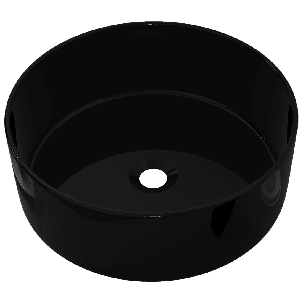 håndvask keramik rund sort 40 x 15 cm