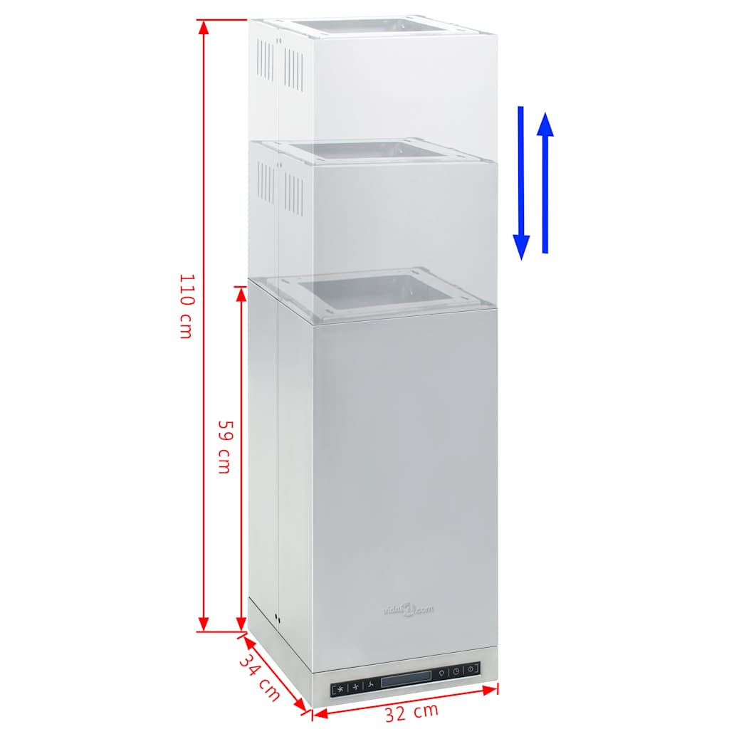emhætte med LCD-display Touch Sensor 756 m³/t LED