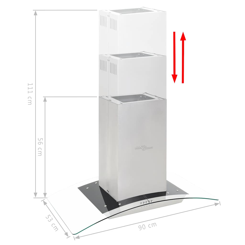 ø-emhætte 90 cm rustfrit stål 756 m³/t LED