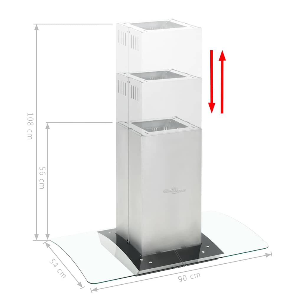 ø-emhætte 90 cm rustfrit stål 756 m³/t. LED