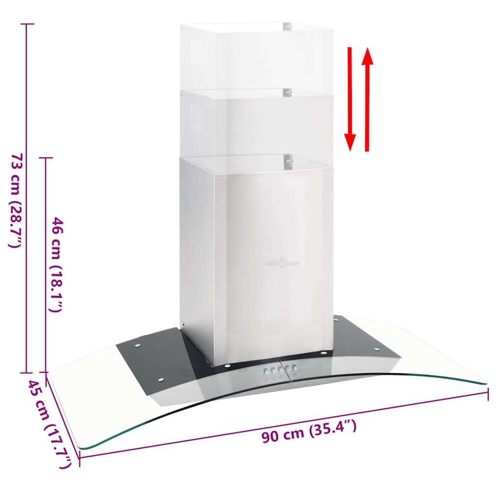 vægmonteret emhætte 90 cm rustfrit stål 756 m³/t. LED