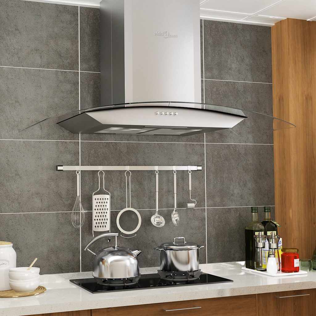 vægmonteret emhætte 90 cm rustfrit stål 756 m³/t. LED