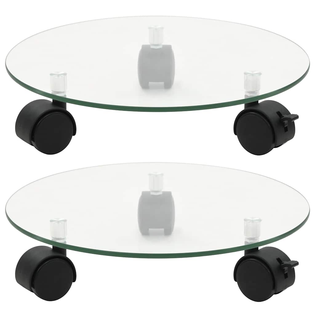 plantevogne 2 stk. hærdet glas 28 cm rund