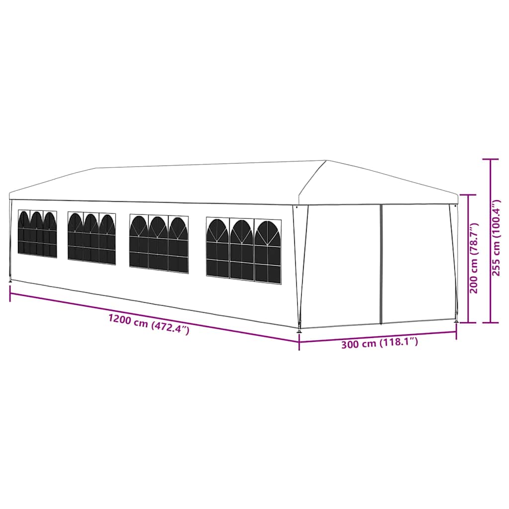 havefesttelt 3 x 12 m hvid