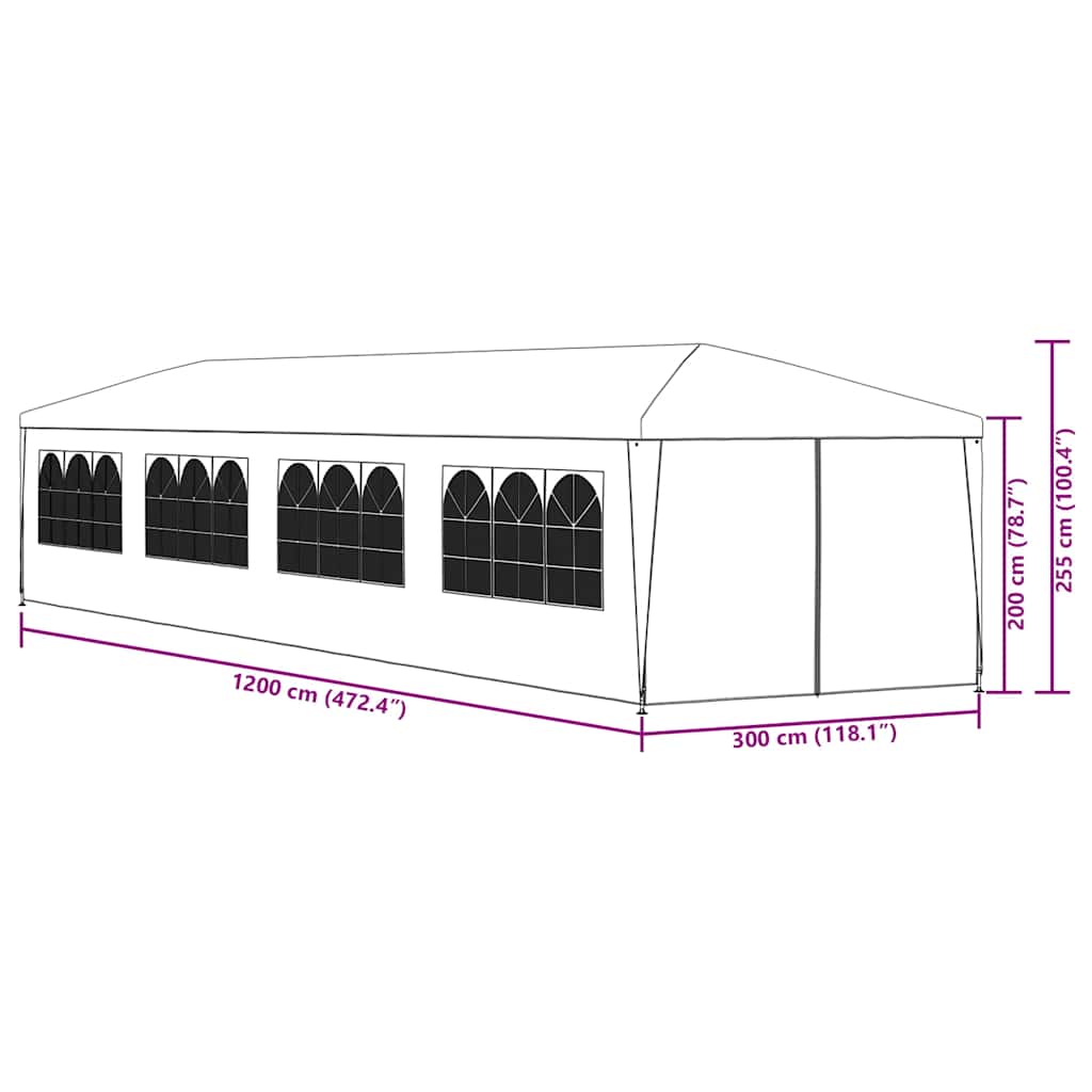 havefesttelt 3 x 12 m blå