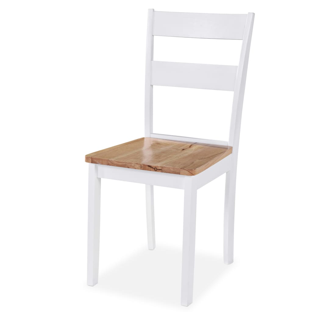 spisebordssæt 5 dele MDF og gummitræ hvid
