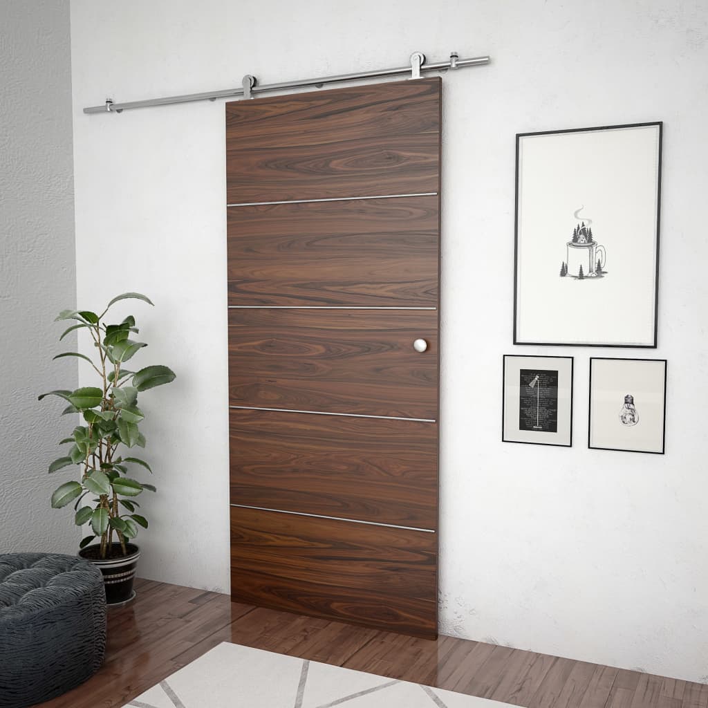 hardwarekit til skydedør 183 cm rustfrit stål sølvfarvet