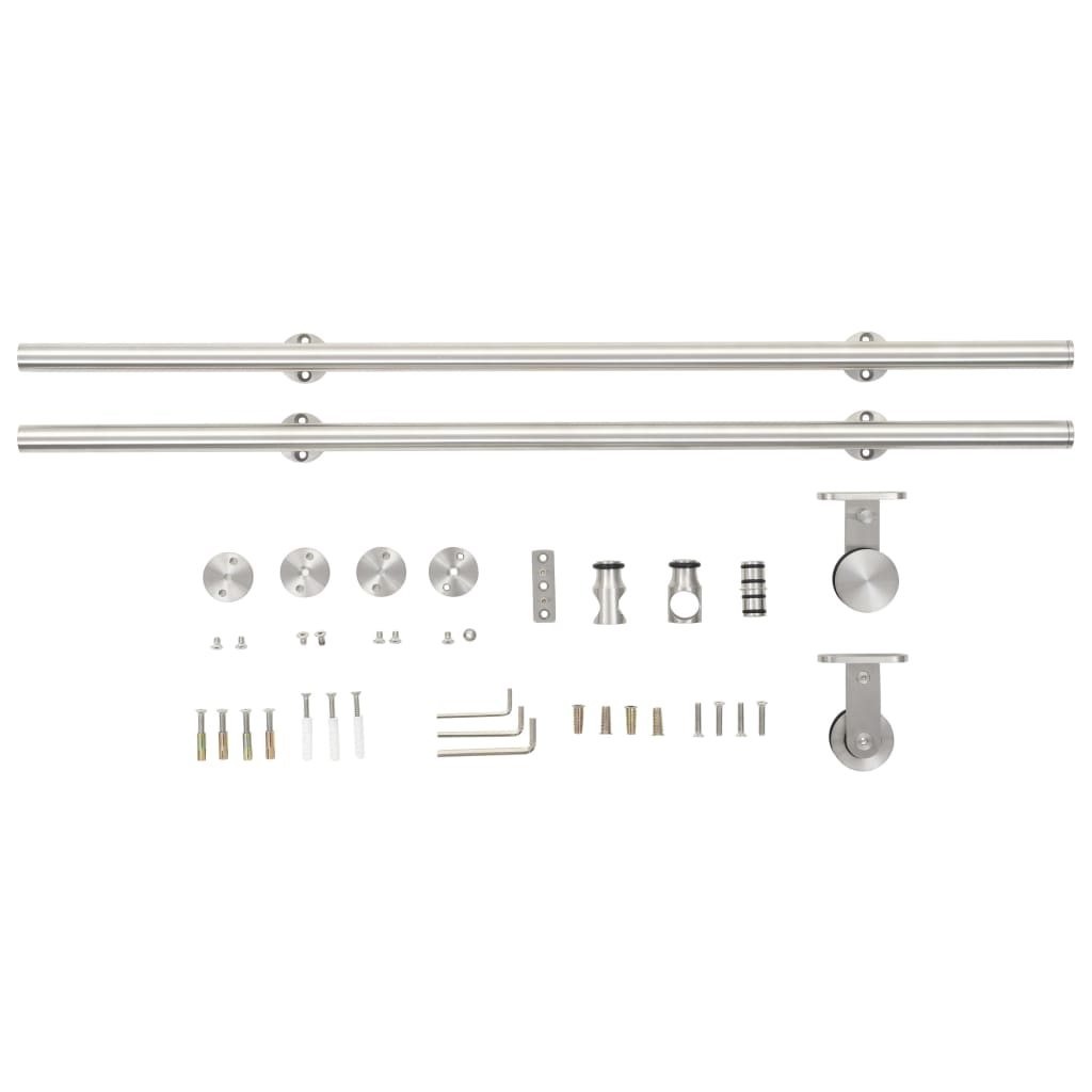 hardwarekit til skydedør 183 cm rustfrit stål sølvfarvet