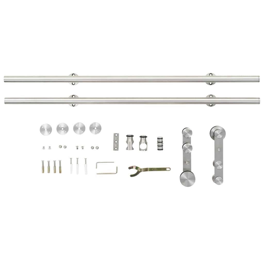 hardwarekit til skydedør 183 cm rustfrit stål sølvfarvet