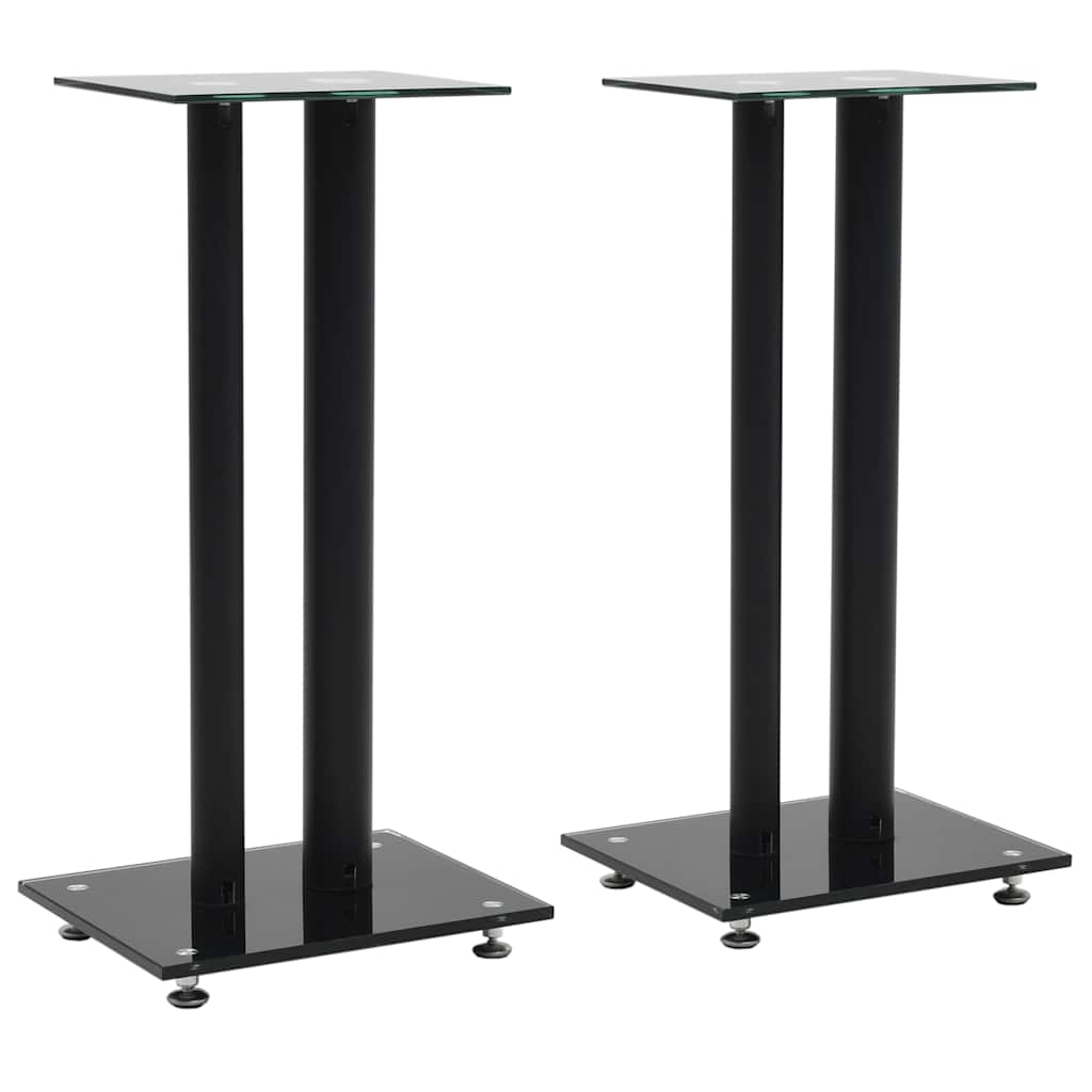 højtalerstativer 2 stk. hærdet glas 2 søjledesigns sort