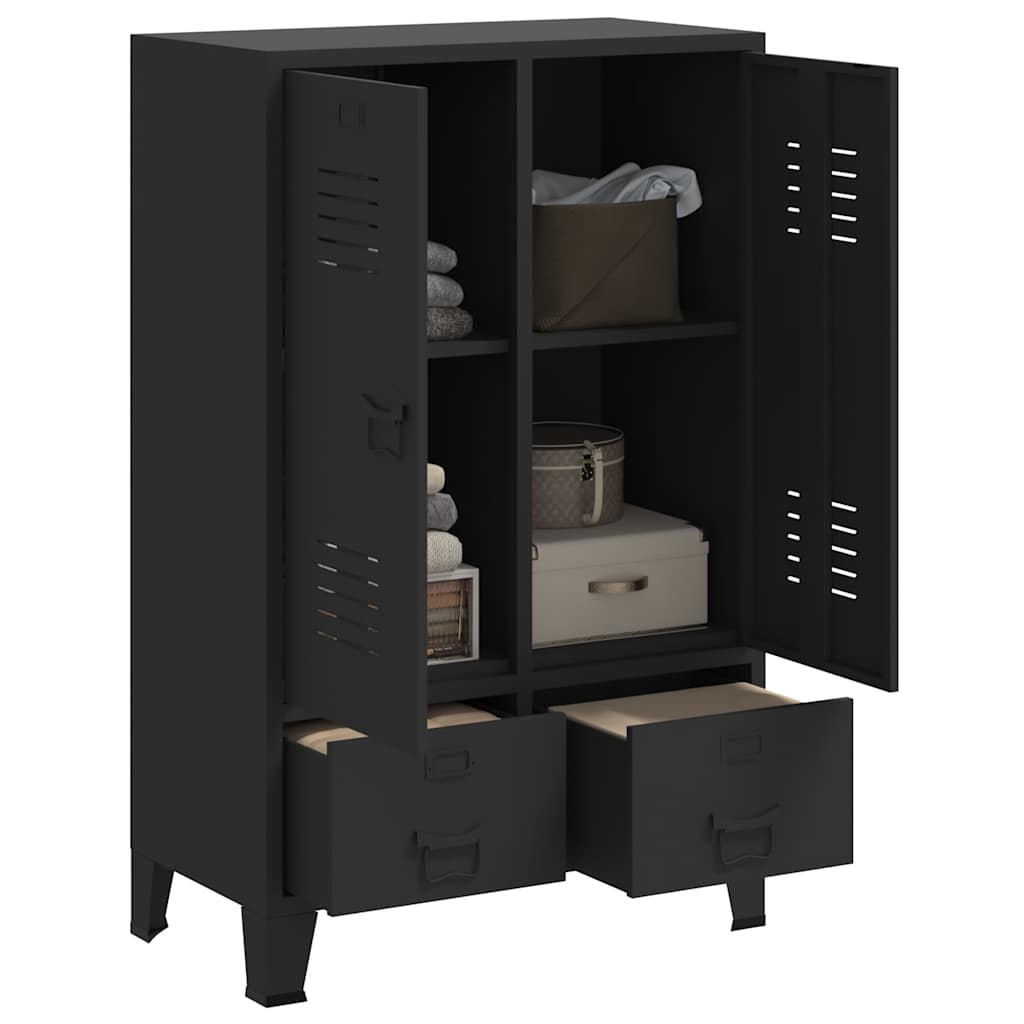 garderobe i metal industriel stil 67 x 35 x 107 cm sort