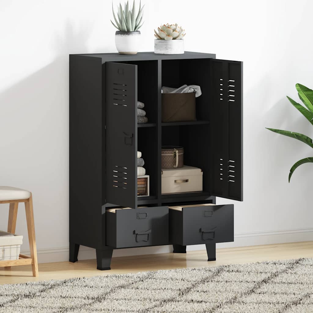 garderobe i metal industriel stil 67 x 35 x 107 cm sort