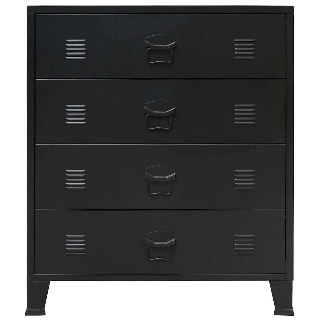 kommode i metal industriel stil 78 x 40 x 93 cm sort