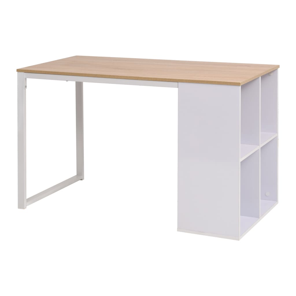 skrivebord 120x60x75 cm egetræsfarvet og hvid