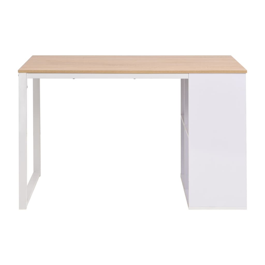 skrivebord 120x60x75 cm egetræsfarvet og hvid