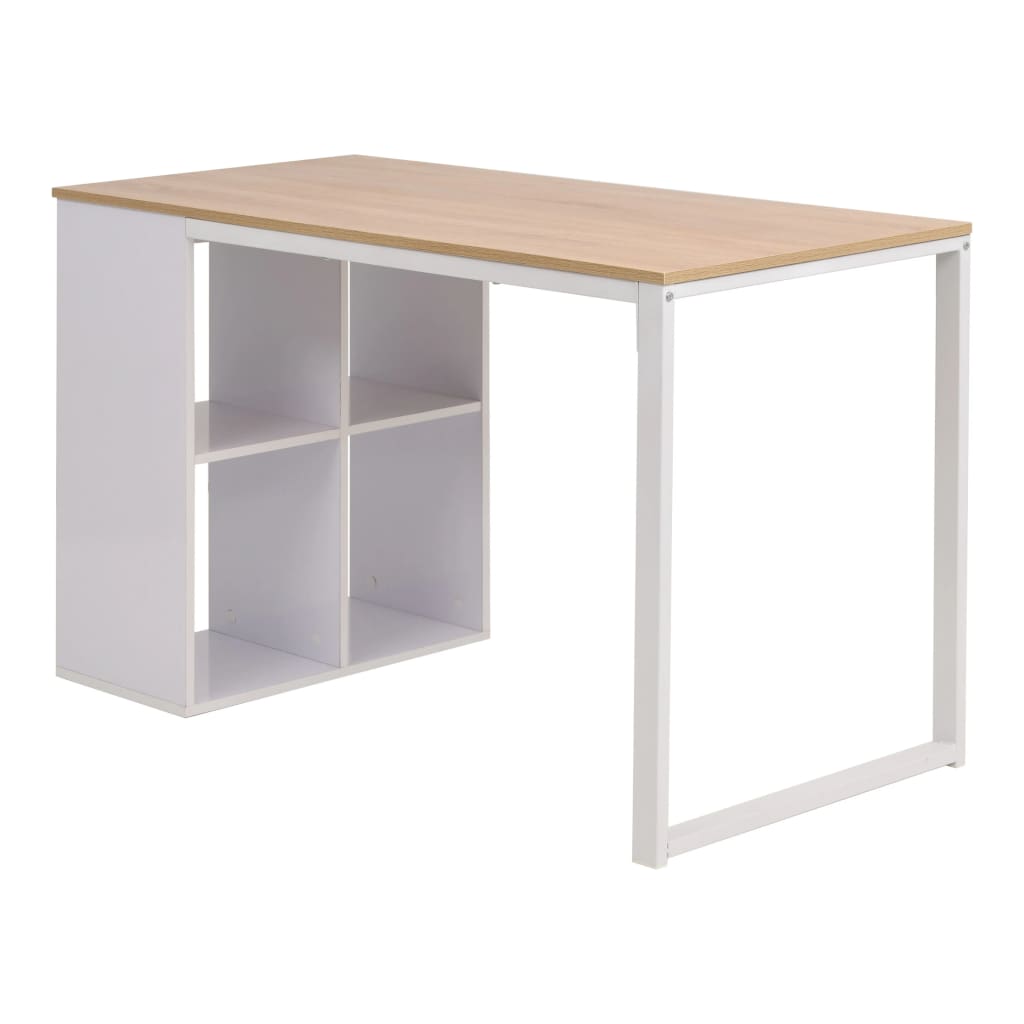 skrivebord 120x60x75 cm egetræsfarvet og hvid