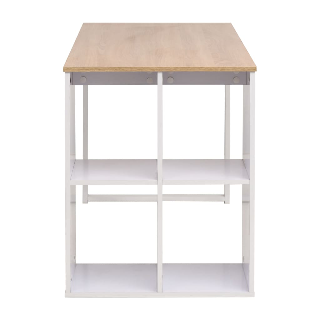 skrivebord 120x60x75 cm egetræsfarvet og hvid